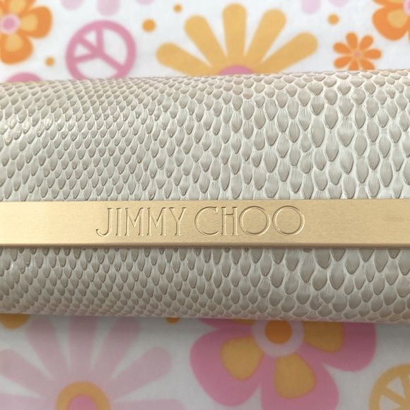 NEW Jimmy Choo Lightweight Faux Snake Skin Eyeglass Case +Branded Cleaning Cloth - Picture 7 of 14